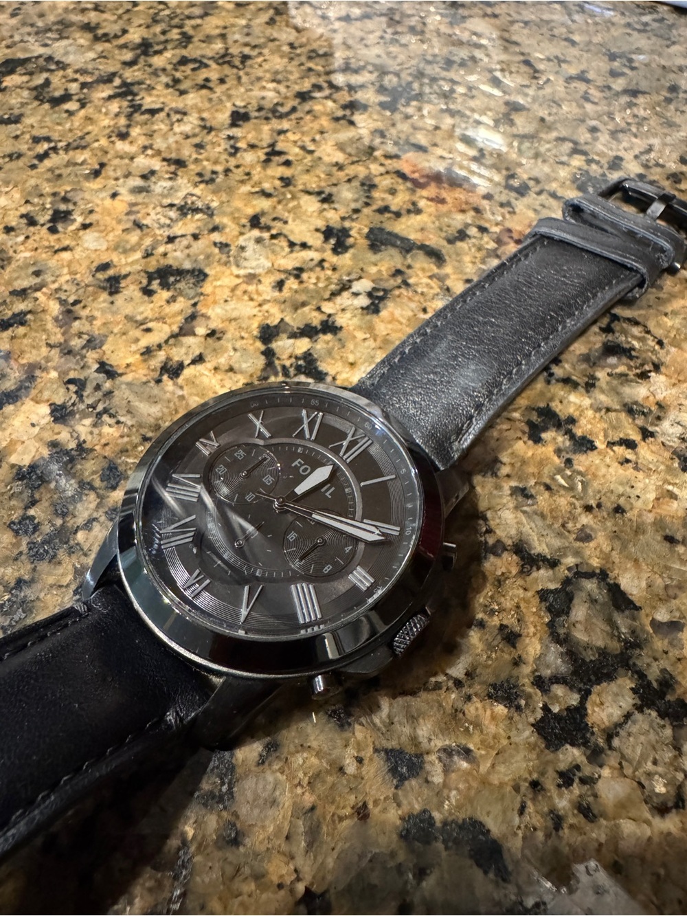 Fossil Men's Black Leather Chronograph Watch